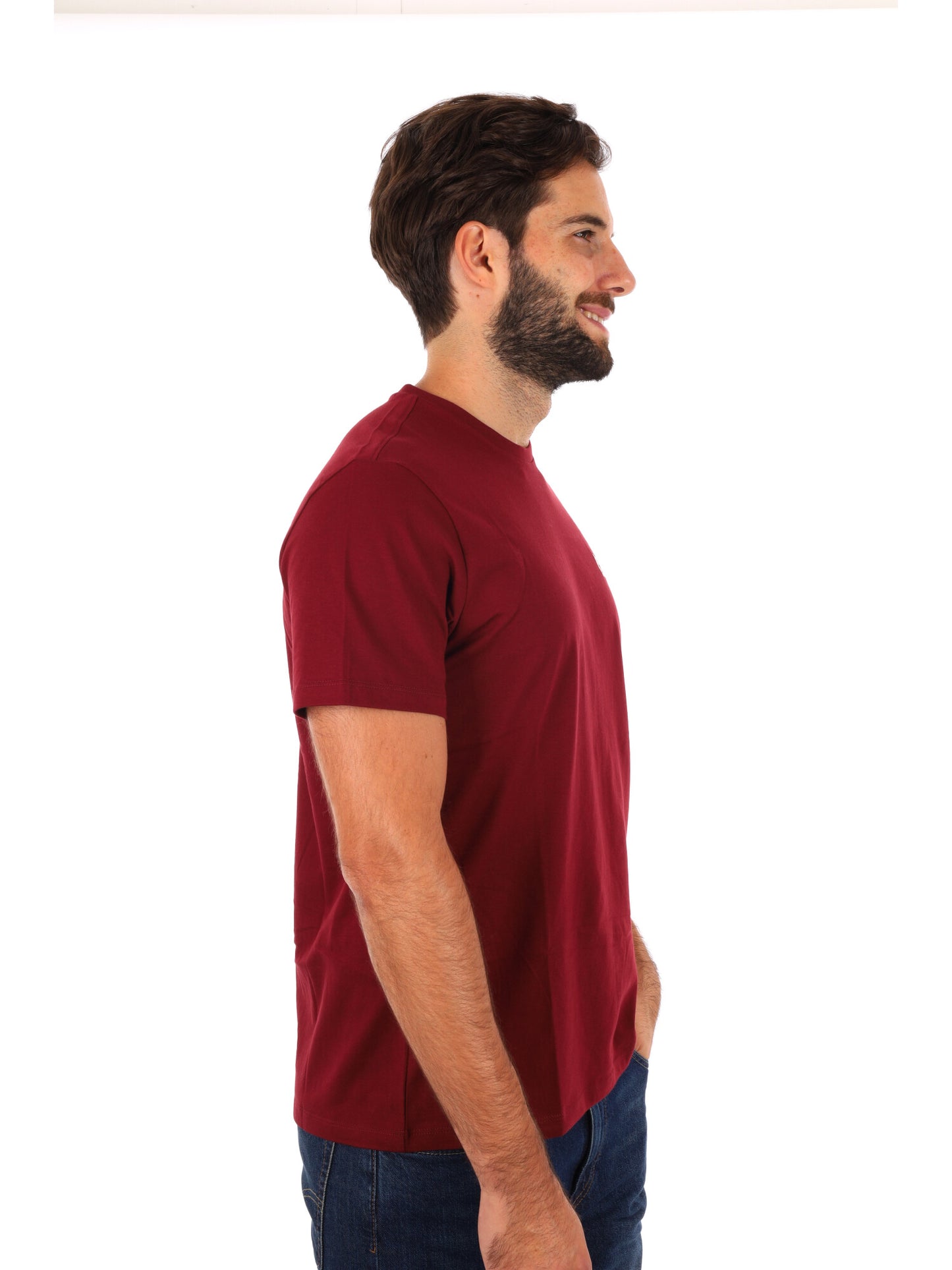 T-SHIRT BADGE CALVIN KLEIN JEANS DA UOMO BORDEAUX