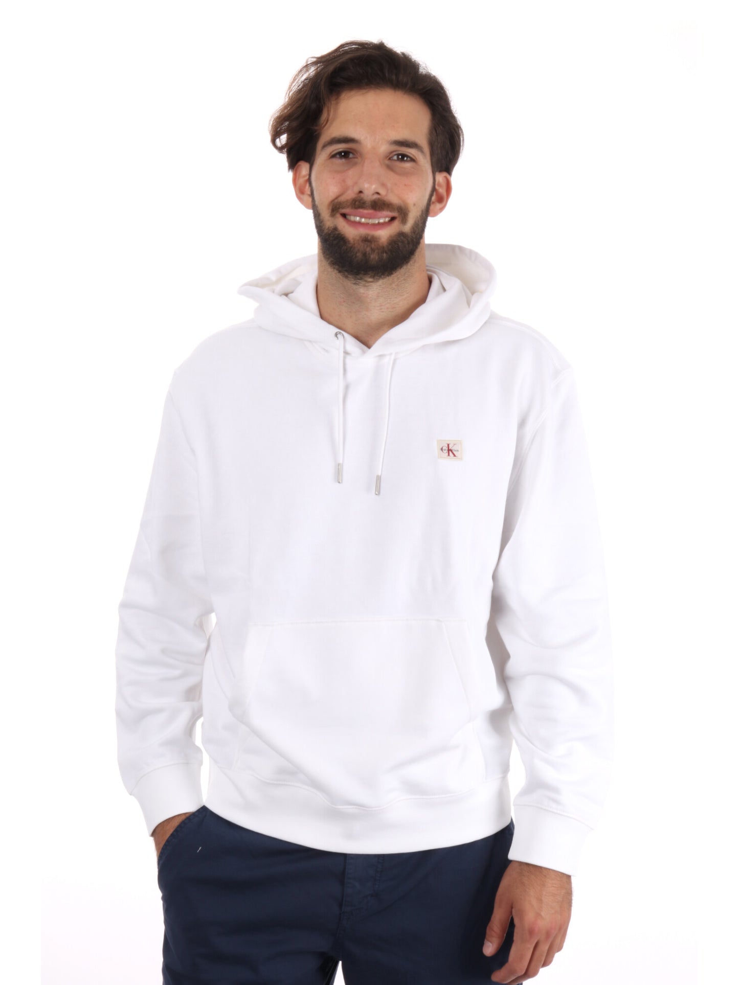 FELPA CON CAPPUCCIO CALVIN KLEIN JEANS UOMO BIANCO
