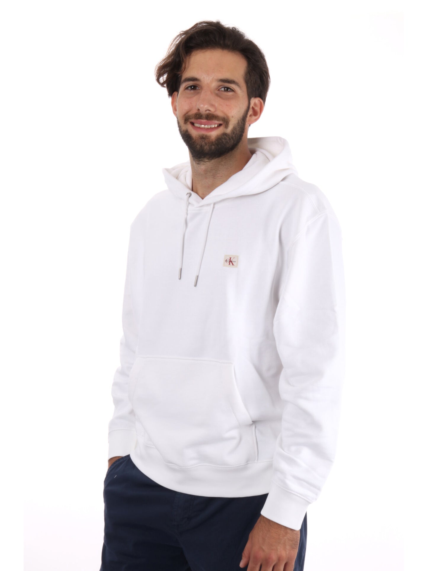 FELPA CON CAPPUCCIO CALVIN KLEIN JEANS UOMO BIANCO
