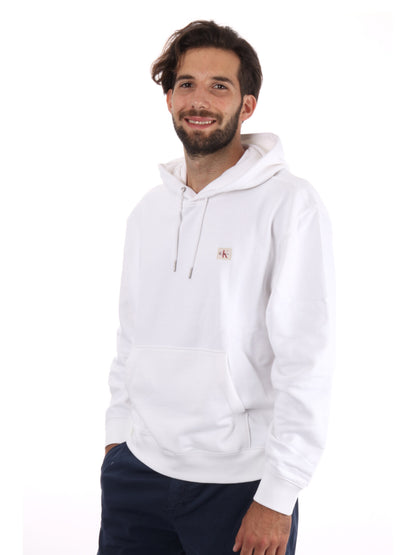 FELPA CON CAPPUCCIO CALVIN KLEIN JEANS UOMO BIANCO