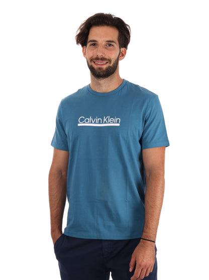 T-SHIRT CON LOGO CALVIN KLEIN JEANS UOMO PETROLIO