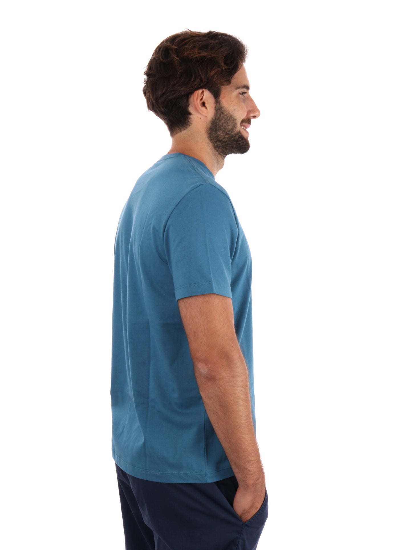 T-SHIRT CON LOGO CALVIN KLEIN JEANS UOMO PETROLIO