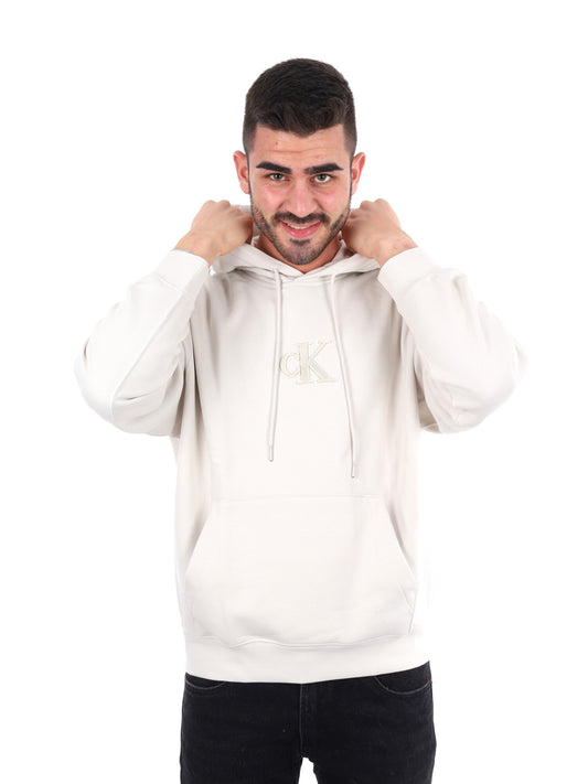 FELPA CON CAPPUCCIO E LOGO CALVIN KLEIN DA UOMO BIANCO