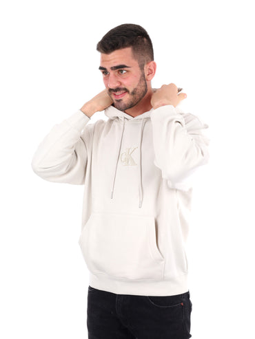 FELPA CON CAPPUCCIO E LOGO CALVIN KLEIN DA UOMO BIANCO