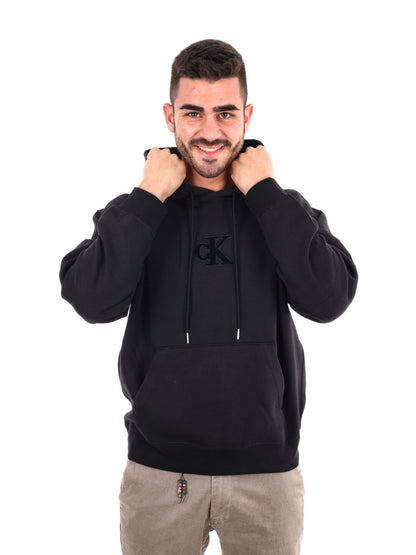 FELPA CON CAPPUCCIO E LOGO CALVIN KLEIN DA UOMO NERO