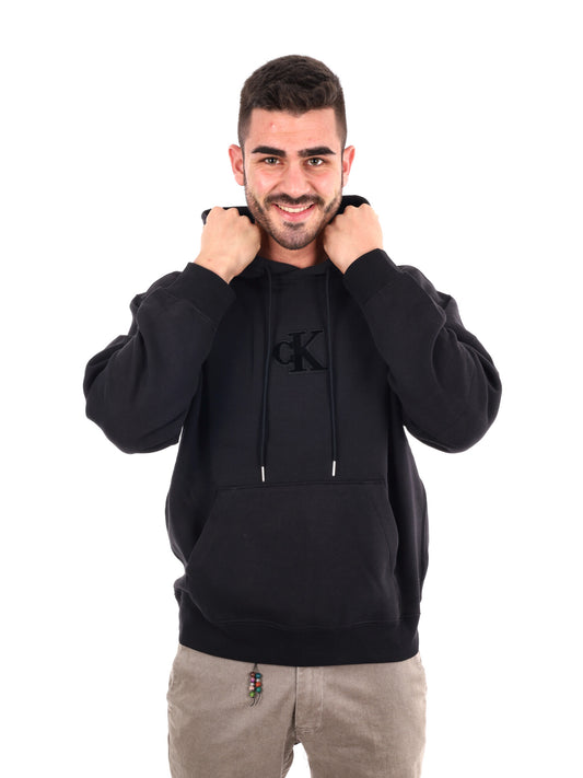 FELPA CON CAPPUCCIO E LOGO CALVIN KLEIN DA UOMO NERO