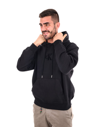 FELPA CON CAPPUCCIO E LOGO CALVIN KLEIN DA UOMO NERO