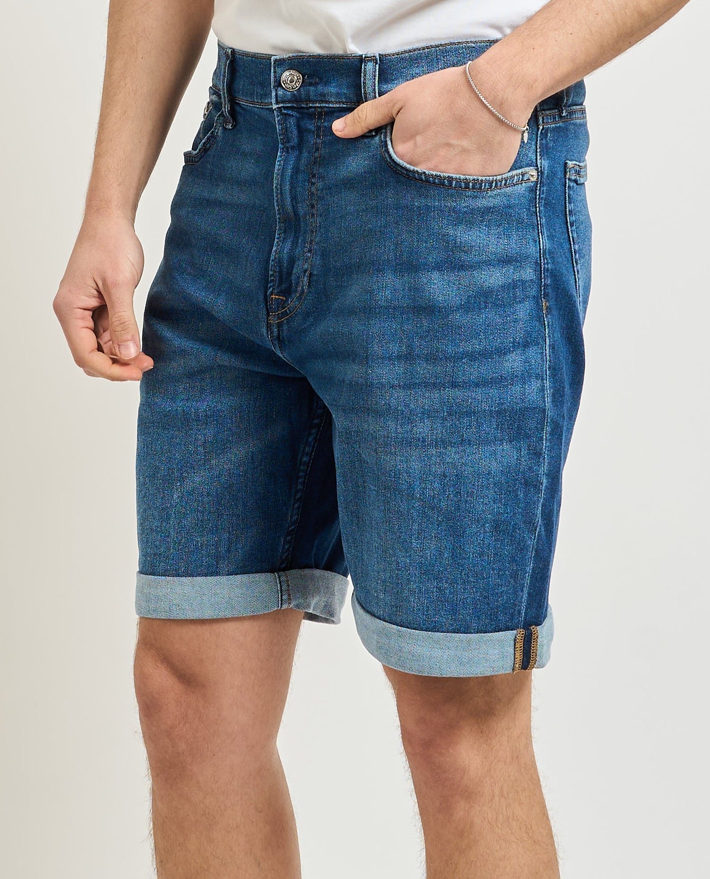 Bermuda in denim Calvin Klein Slim Hampton da uomo in cotone