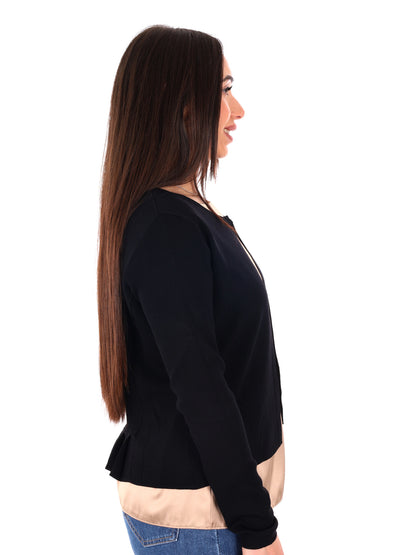 Yes-Zee giacchina in maglia nera da donna con chiusura a gancio