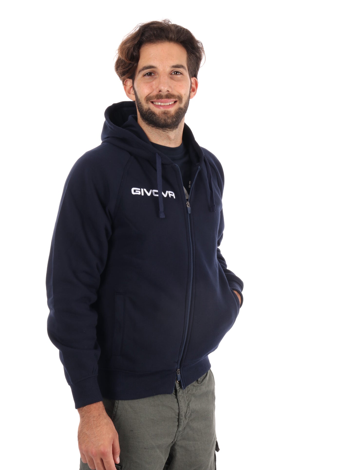 FELPA CON CAPPUCCIO GIVOVA DA UOMO BLU