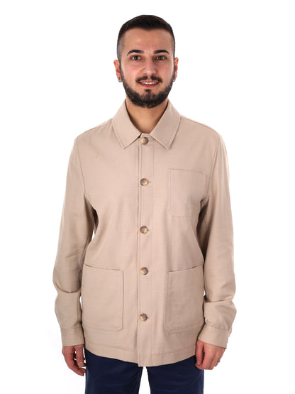 Giacca elegante Mandarino 345 beige per uomo, versatile e raffinata