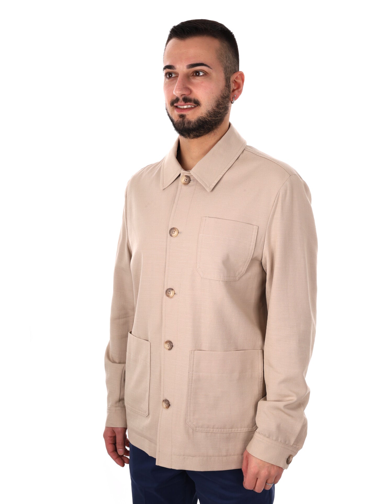 Giacca elegante Mandarino 345 beige per uomo, versatile e raffinata