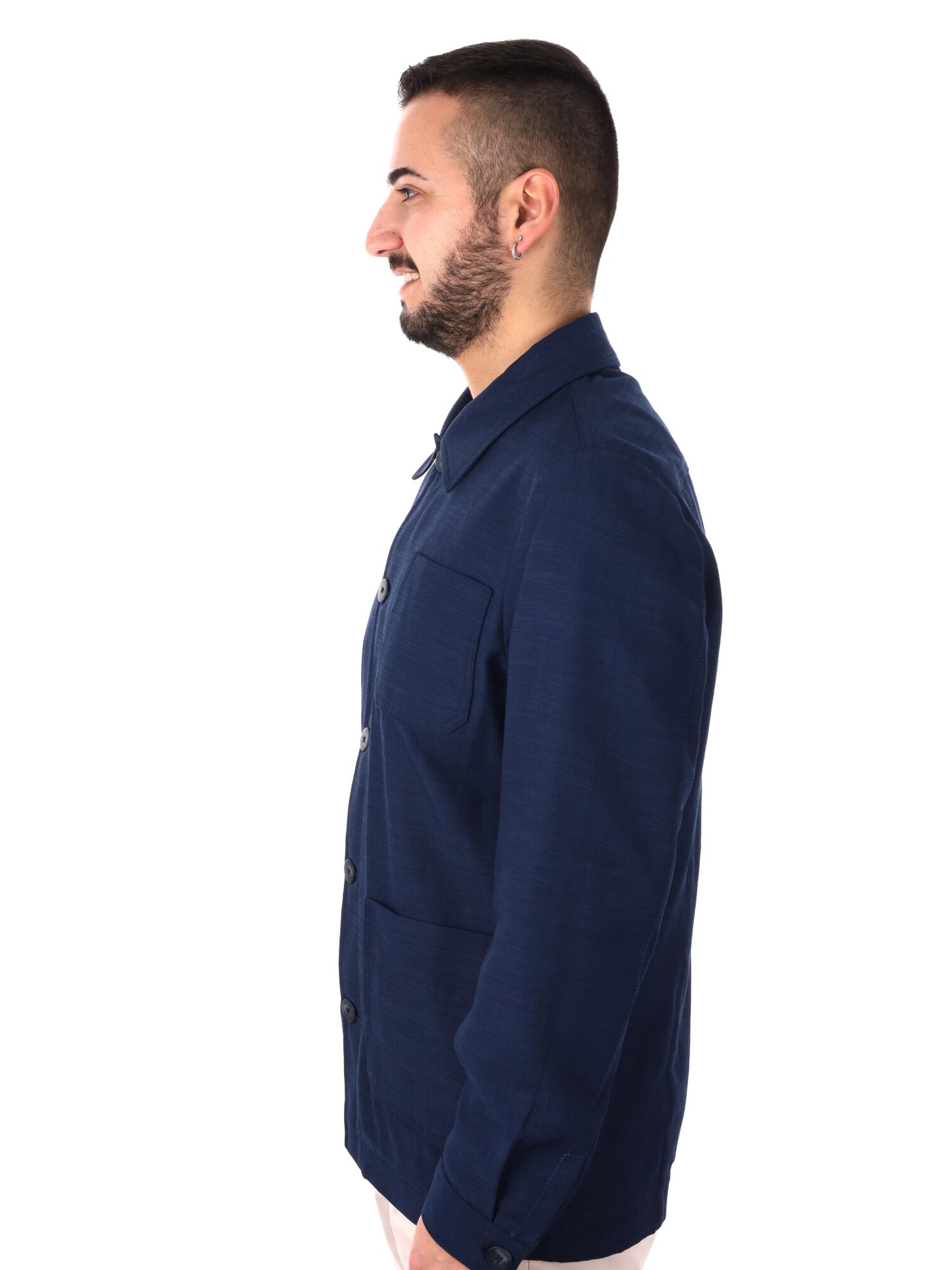Giacca uomo FB Mandarino 89 blu dal taglio loose fit elegante
