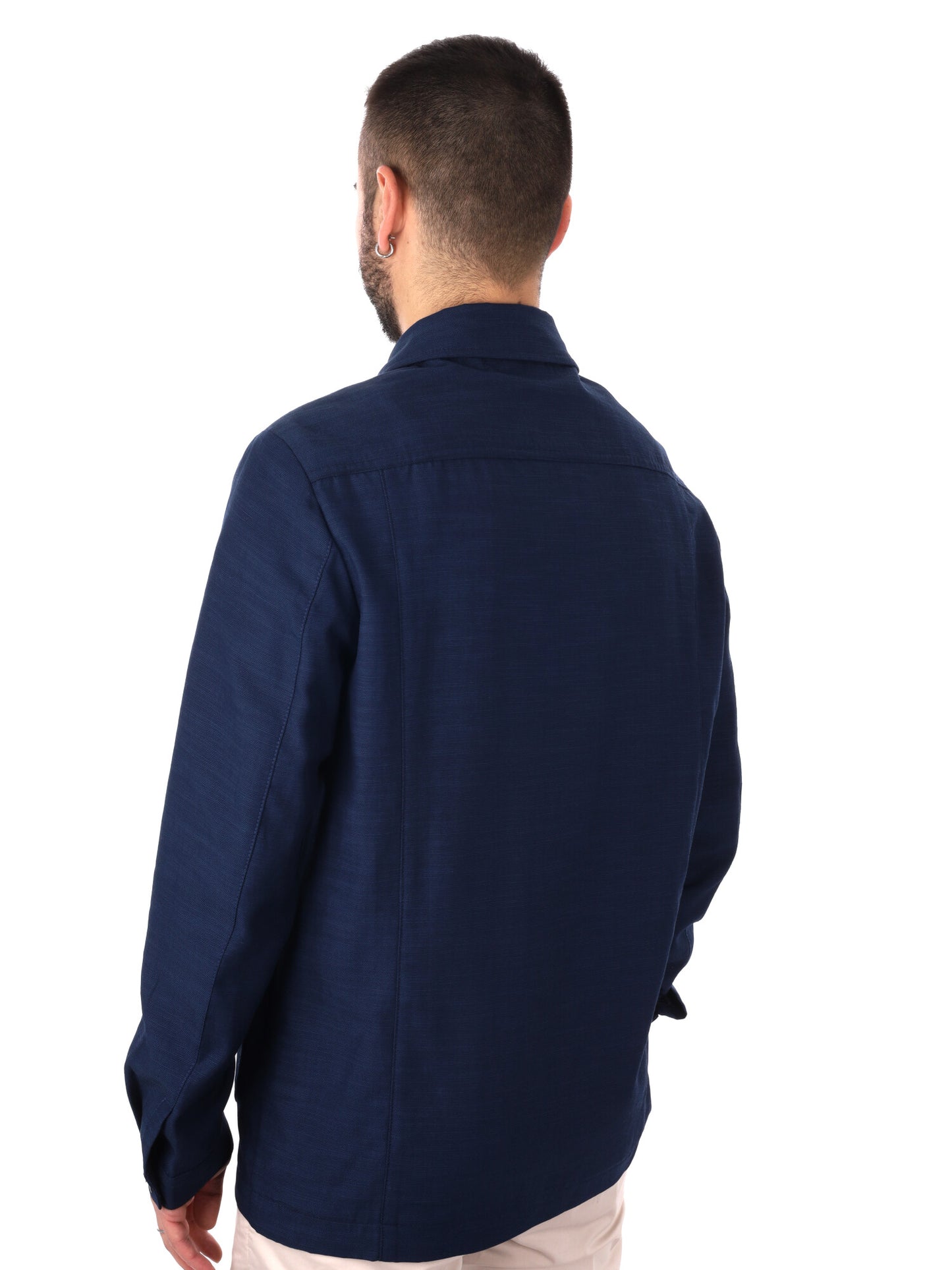 Giacca uomo FB Mandarino 89 blu dal taglio loose fit elegante