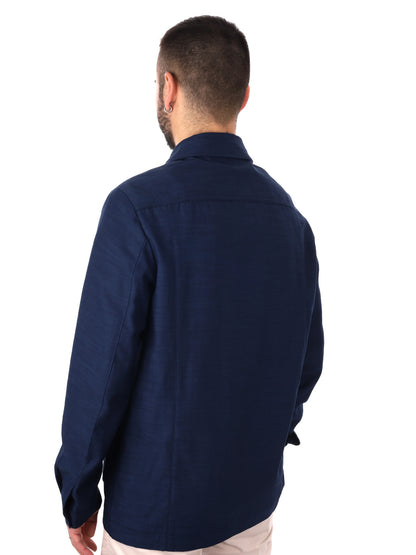 Giacca uomo FB Mandarino 89 blu dal taglio loose fit elegante
