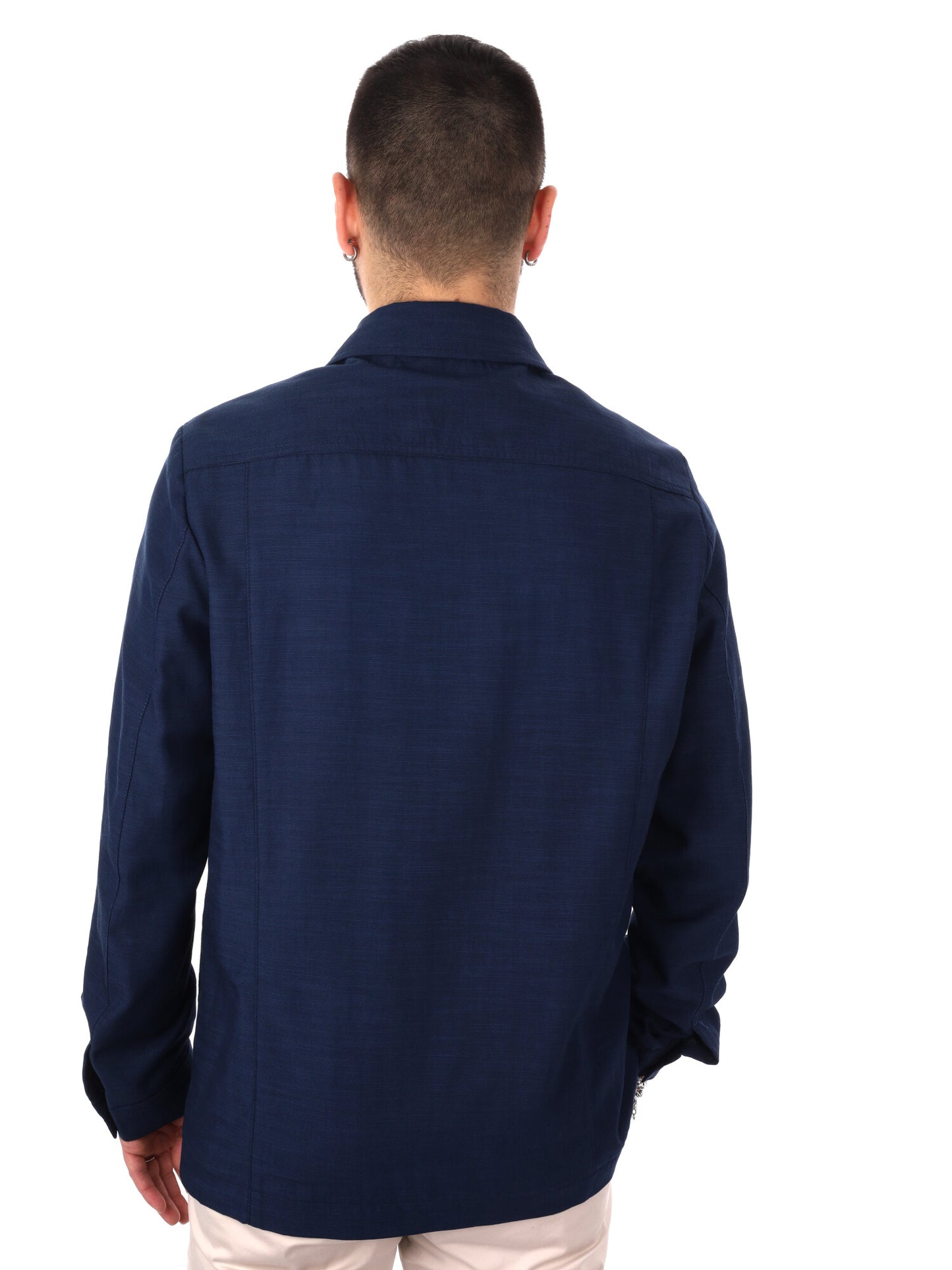 Giacca uomo FB Mandarino 89 blu dal taglio loose fit elegante