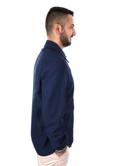 Giacca uomo FB Mandarino 89 blu dal taglio loose fit elegante