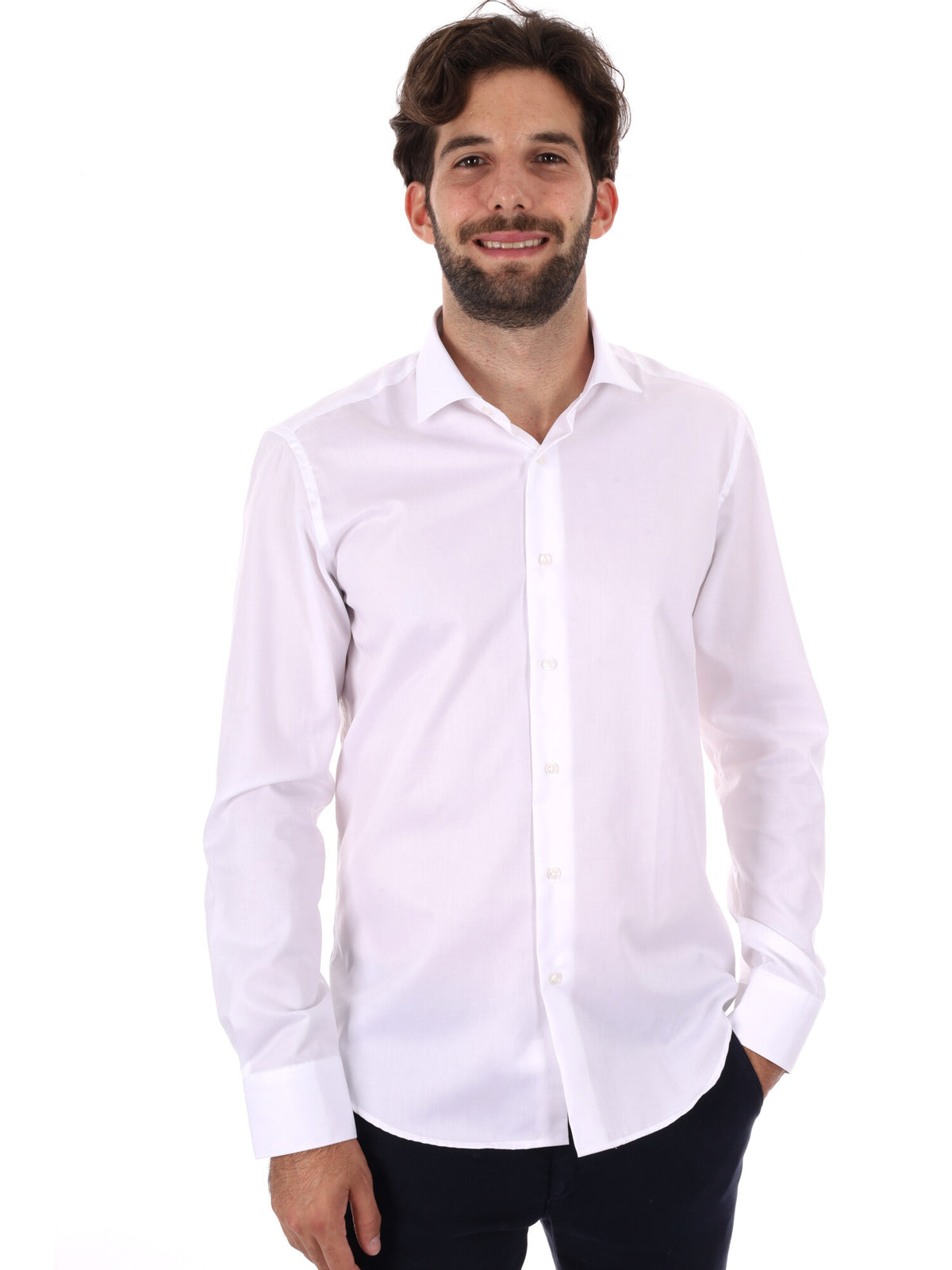 Fb camicia no stiro da uomo bianco
