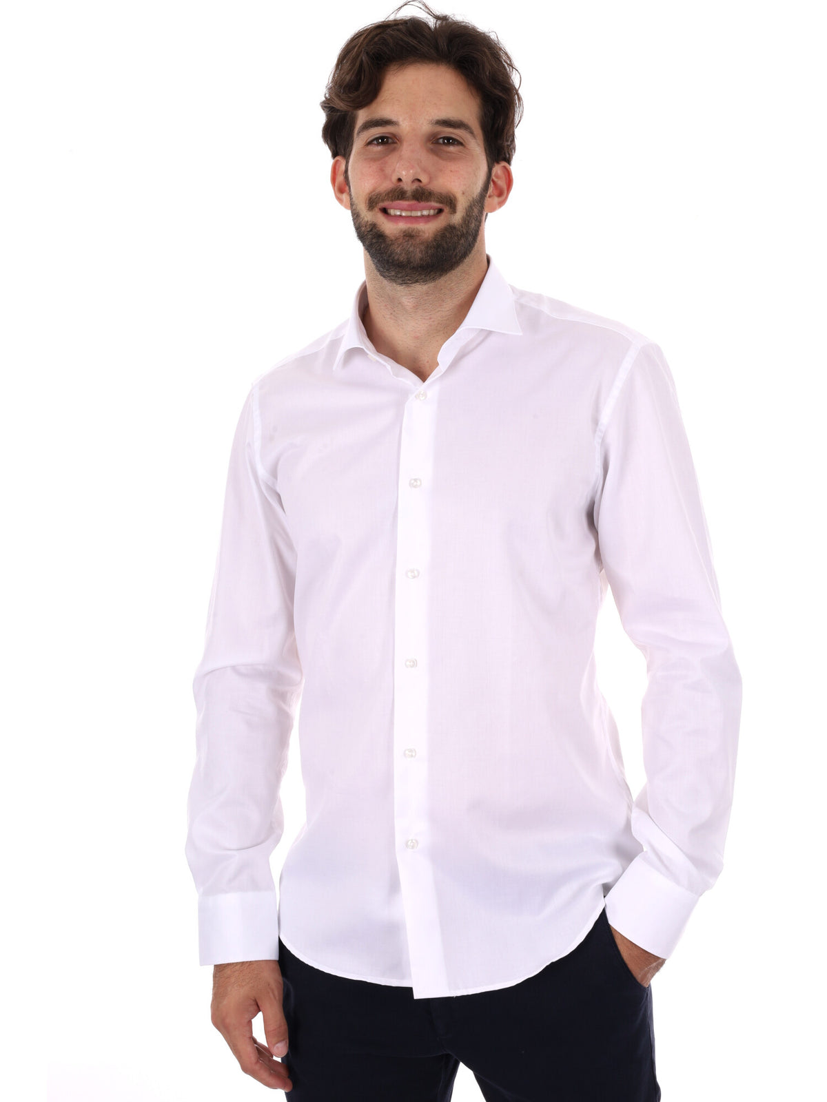 Fb camicia no stiro da uomo bianco