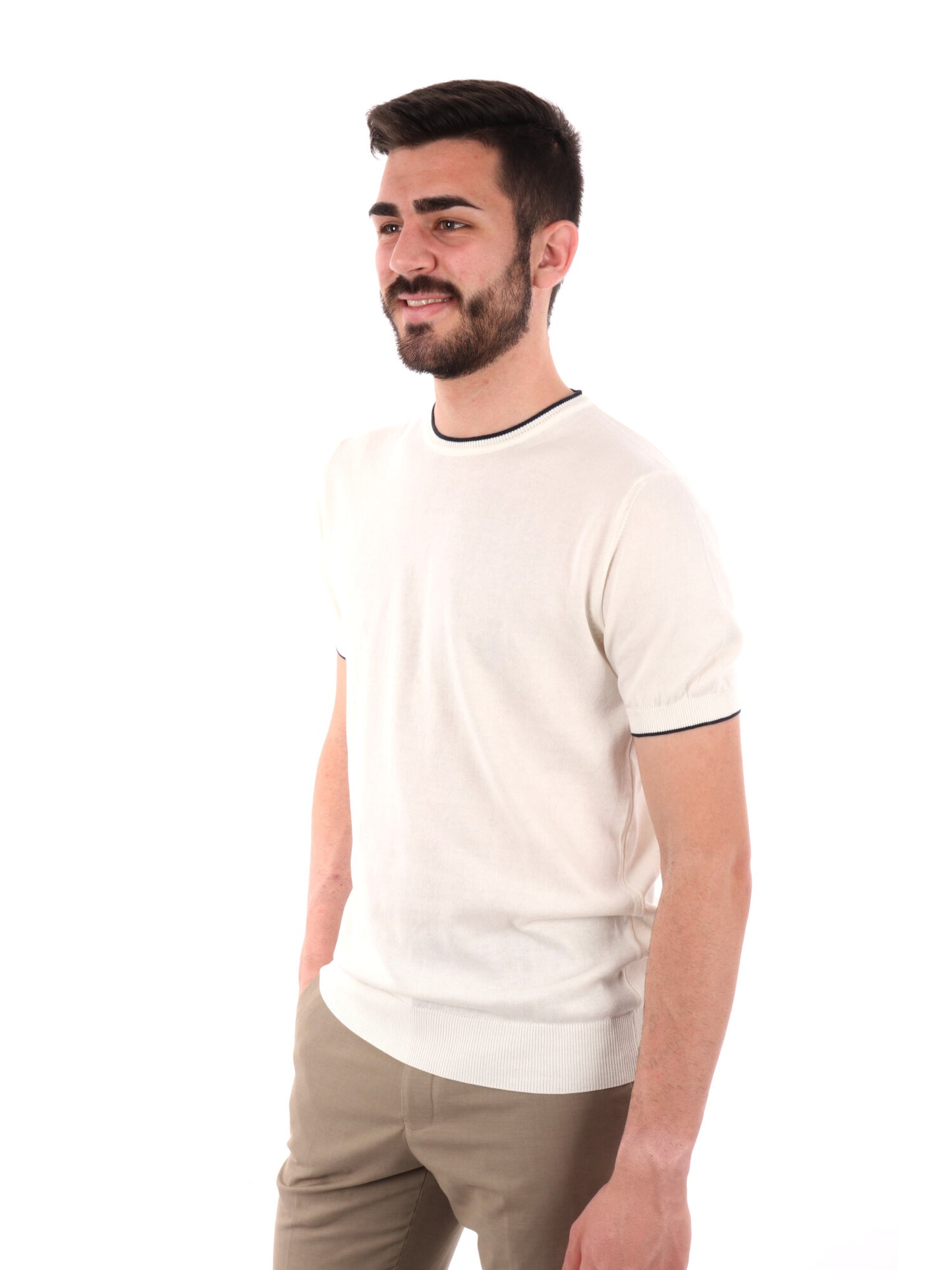 F.B. T-SHIRT MAGLIA - BIANCO-BLU