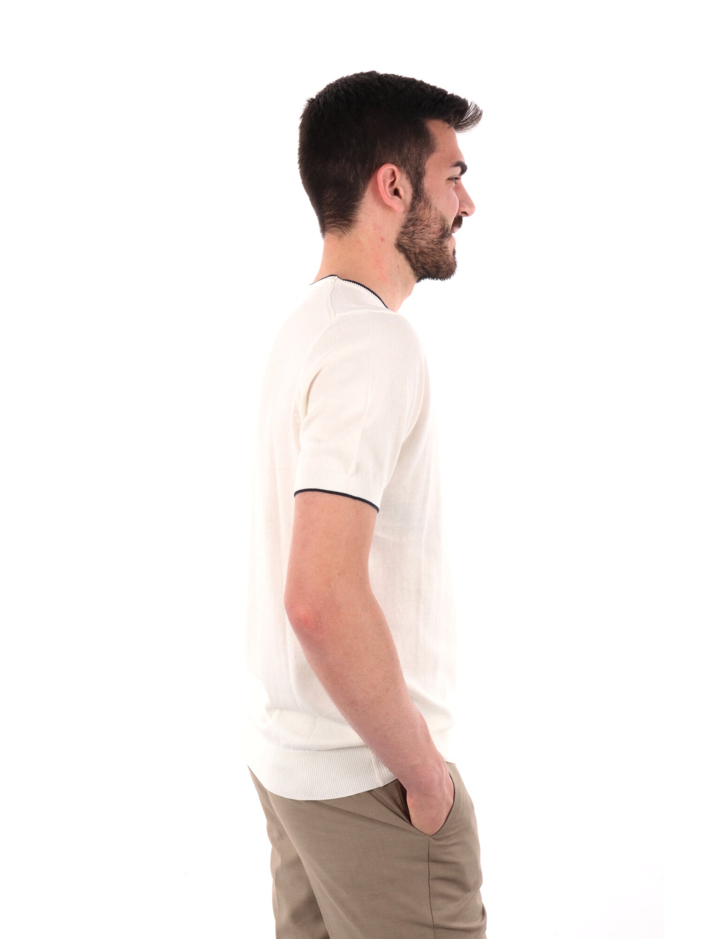 F.B. T-SHIRT MAGLIA - BIANCO-BLU
