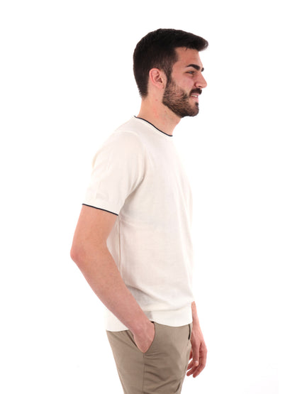 F.B. T-SHIRT MAGLIA - BIANCO-BLU