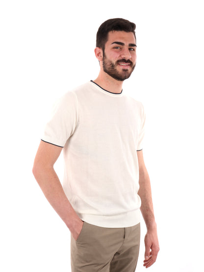F.B. T-SHIRT MAGLIA - BIANCO-BLU