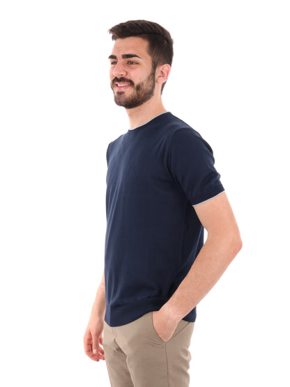 F.B. T-SHIRT MAGLIA - BLU-BIANCO