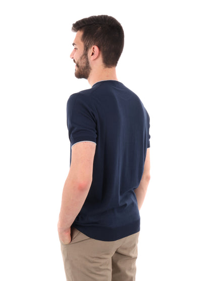 F.B. T-SHIRT MAGLIA - BLU-BIANCO