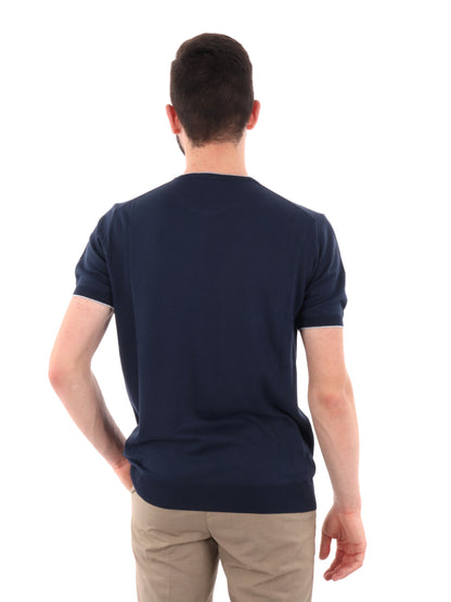 F.B. T-SHIRT MAGLIA - BLU-BIANCO