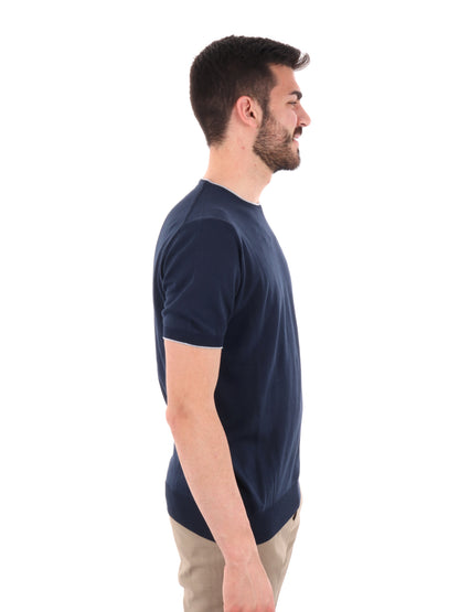 F.B. T-SHIRT MAGLIA - BLU-BIANCO