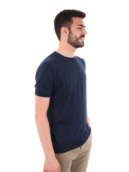 F.B. T-SHIRT MAGLIA - BLU-BIANCO