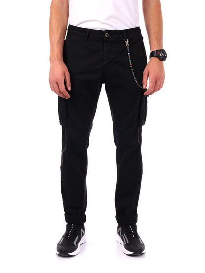 PANTALONE MOVIOLA CARGO+CATENA FB DA UOMO NERO