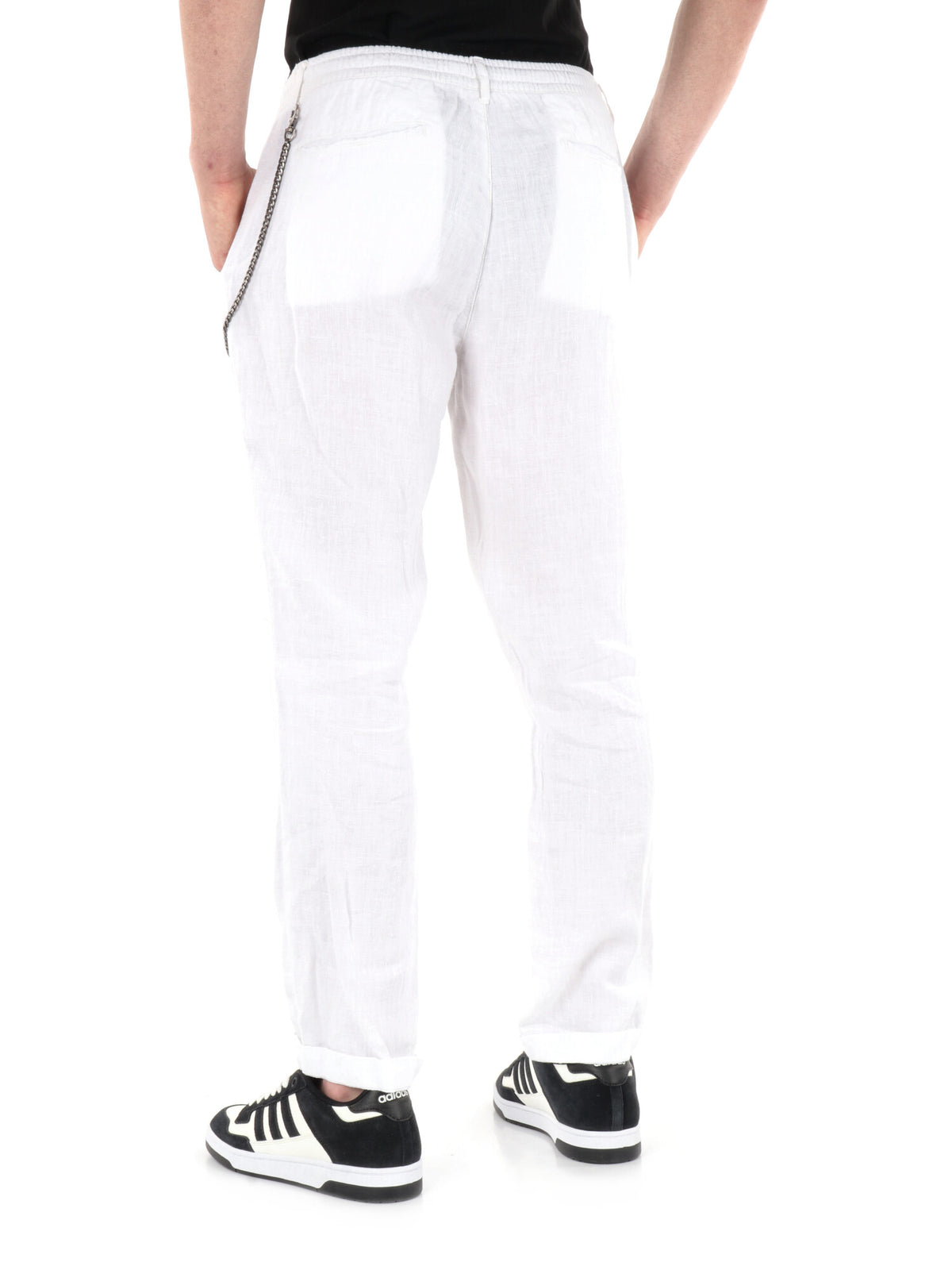 F.b. pantalaccio lin pantalone da uomo bianco