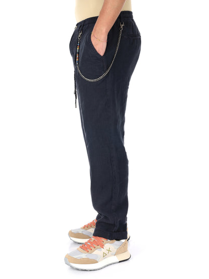 F.b. pantalaccio lin pantalone da uomo blu