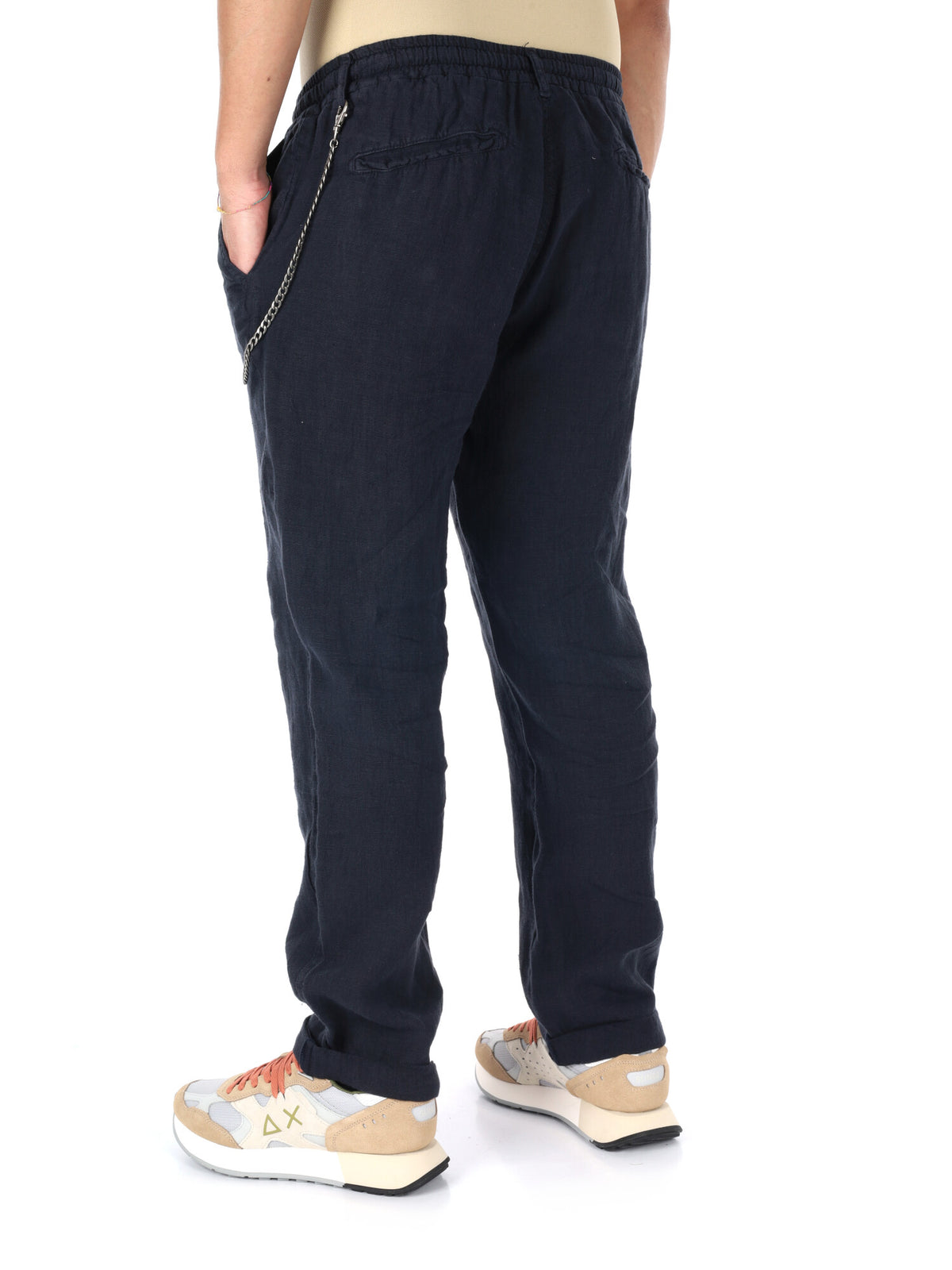 F.b. pantalaccio lin pantalone da uomo blu