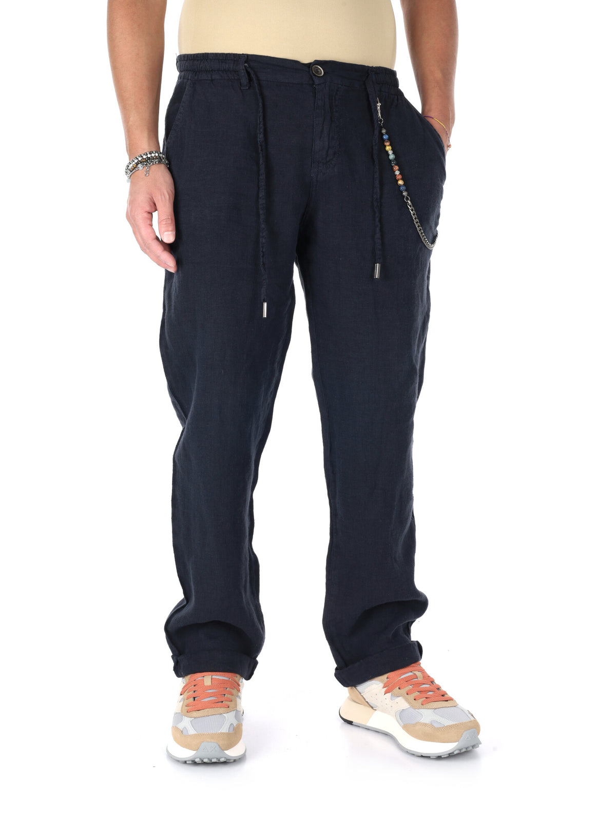 F.b. pantalaccio lin pantalone da uomo blu