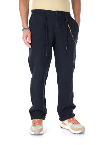 F.b. pantalaccio lin pantalone da uomo blu