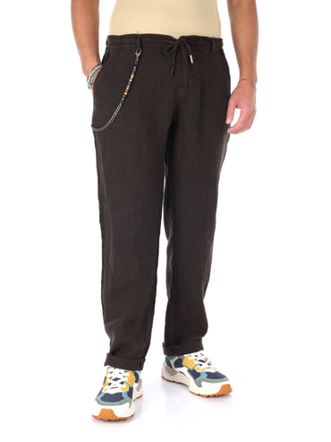 Pantaloni Navona Catena da uomo in marrone, stile urbano e sofisticato