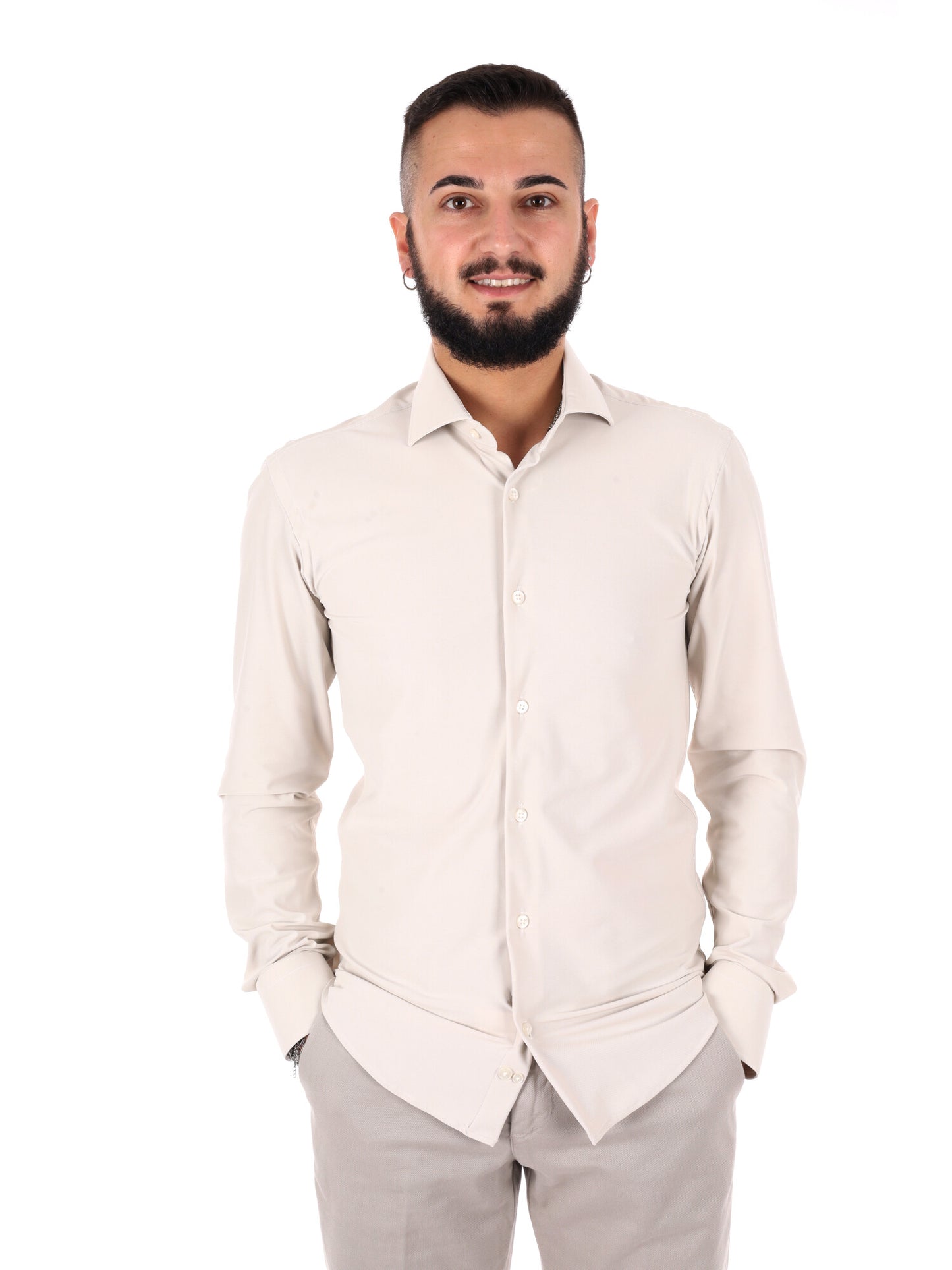 Camicia beige FB New Infinity 05 da uomo elegante per cerimonie