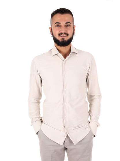 Camicia beige FB New Infinity 05 da uomo elegante per cerimonie