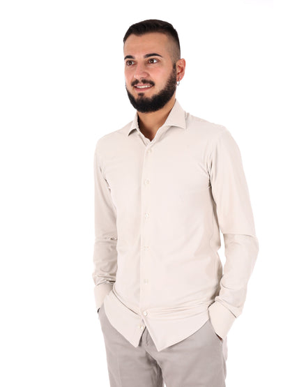 Camicia beige FB New Infinity 05 da uomo elegante per cerimonie