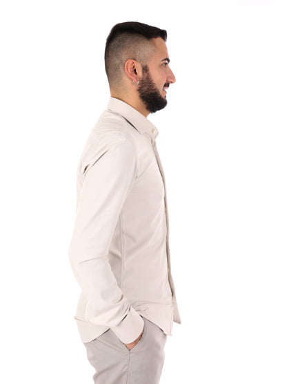 Camicia beige FB New Infinity 05 da uomo elegante per cerimonie