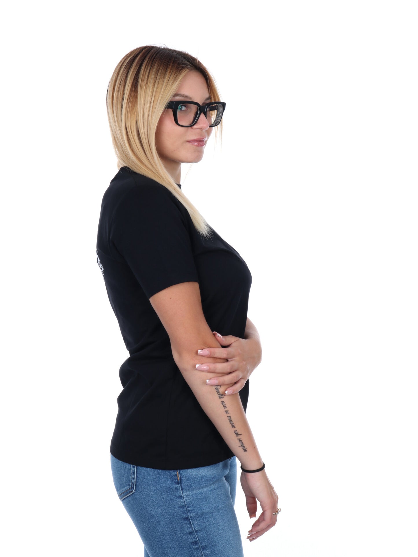 T-SHIRT GIROCOLLO BASIC DA DONNA NERO