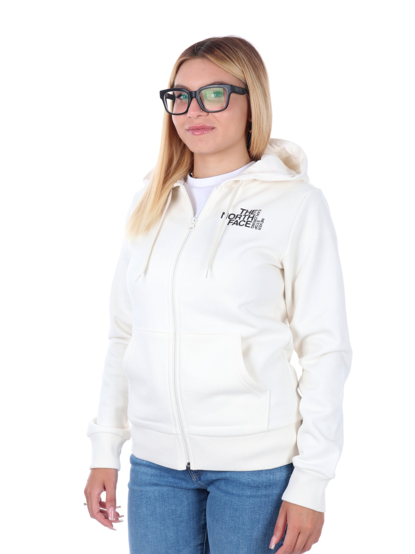 FELPA FULL ZIP E CAPPUCCIO THE NORTH FACE DA DONNA PANNA