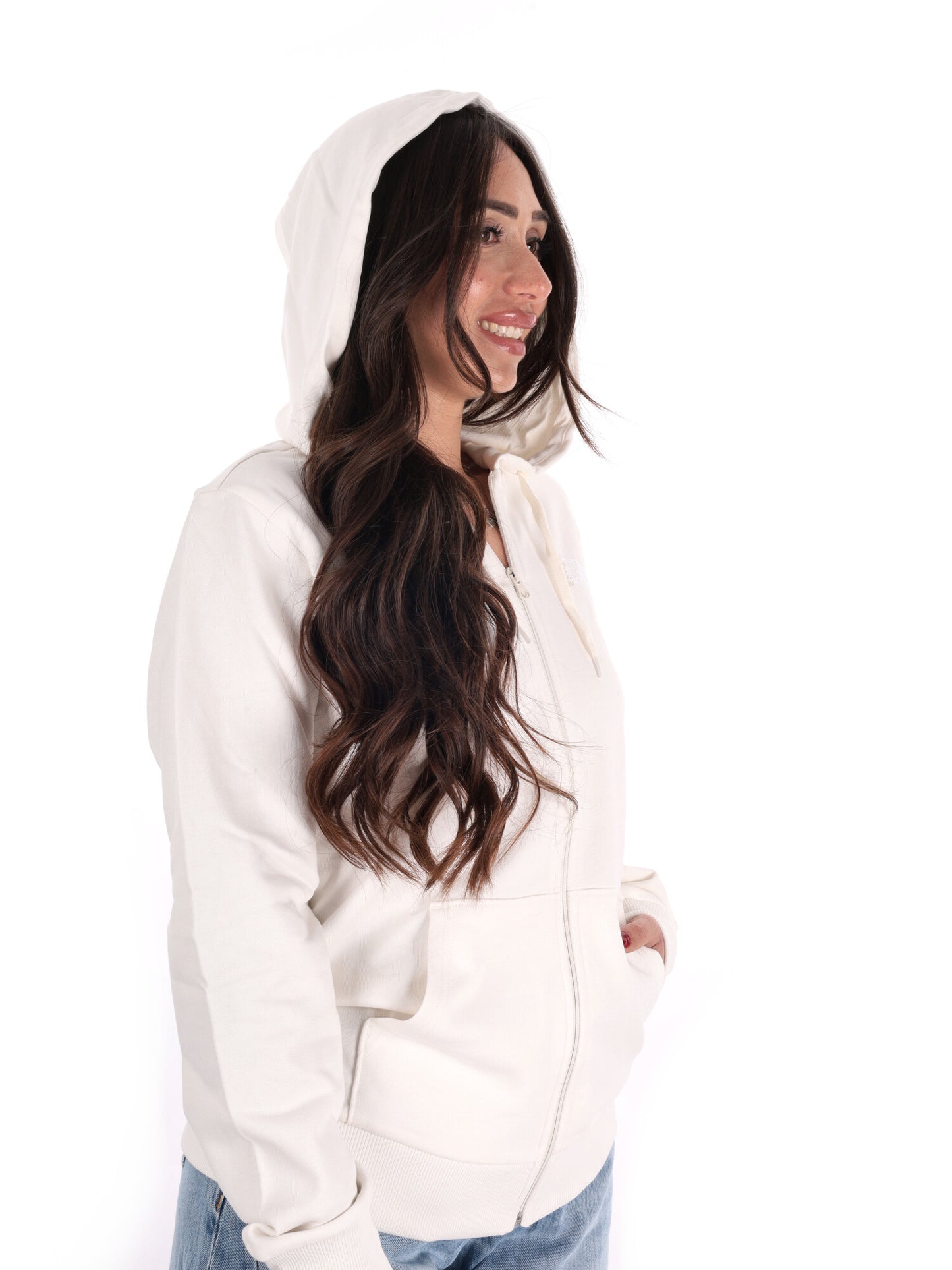 Felpa The North Face Blanca con zip full beige da donna