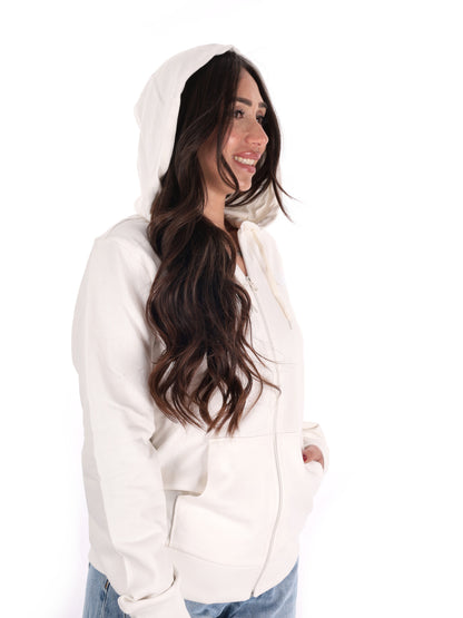 Felpa The North Face Blanca con zip full beige da donna