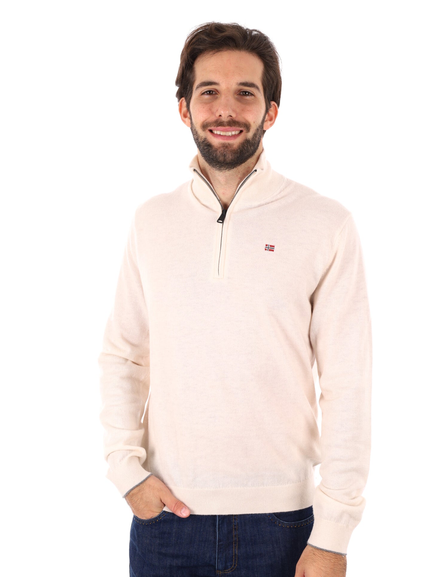 MAGLIONE DI LANA CON MEZZA ZIP DAMAVAND NAPAPIJRI DA UOMO BEIGE