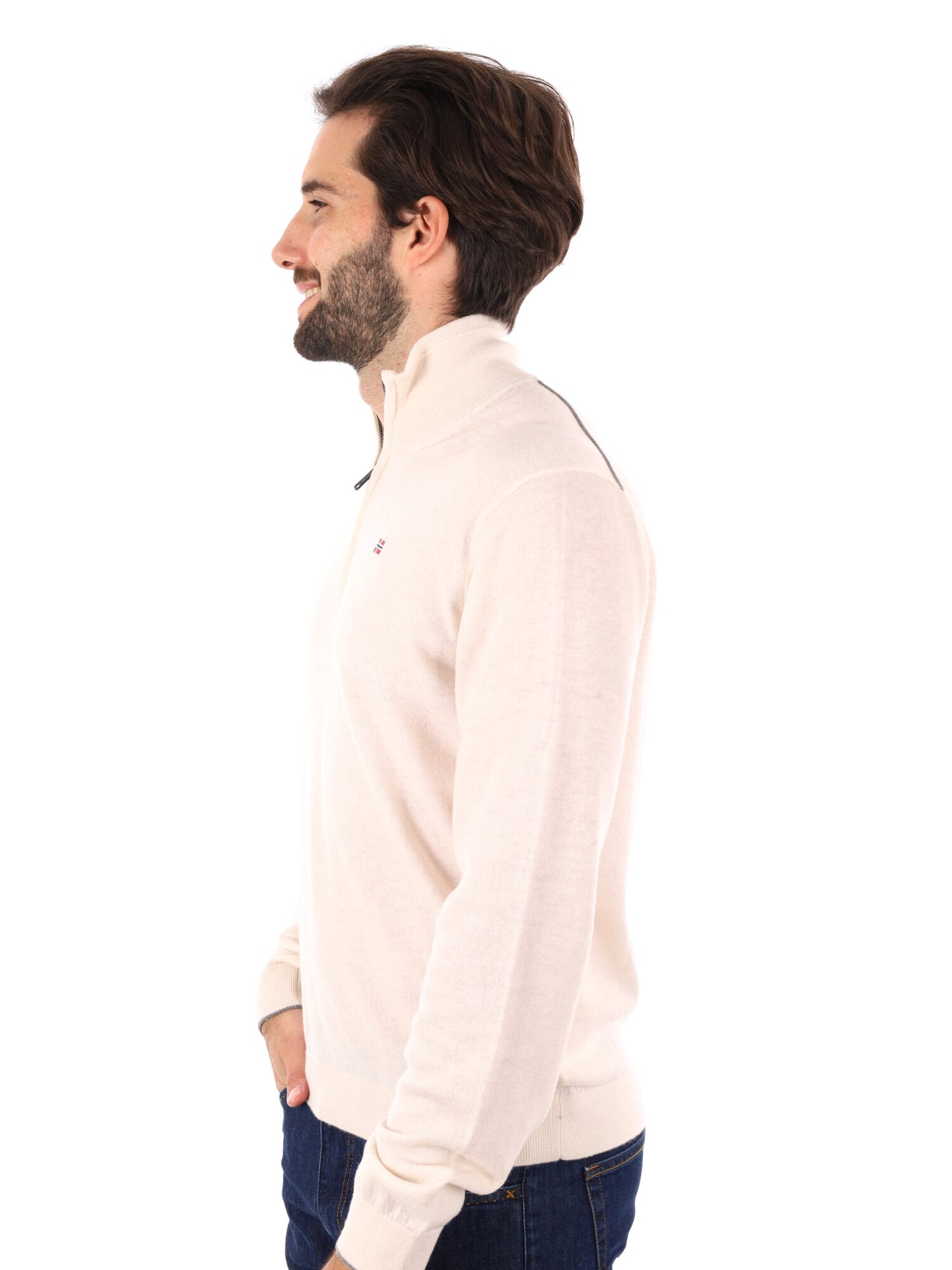 MAGLIONE DI LANA CON MEZZA ZIP DAMAVAND NAPAPIJRI DA UOMO BEIGE