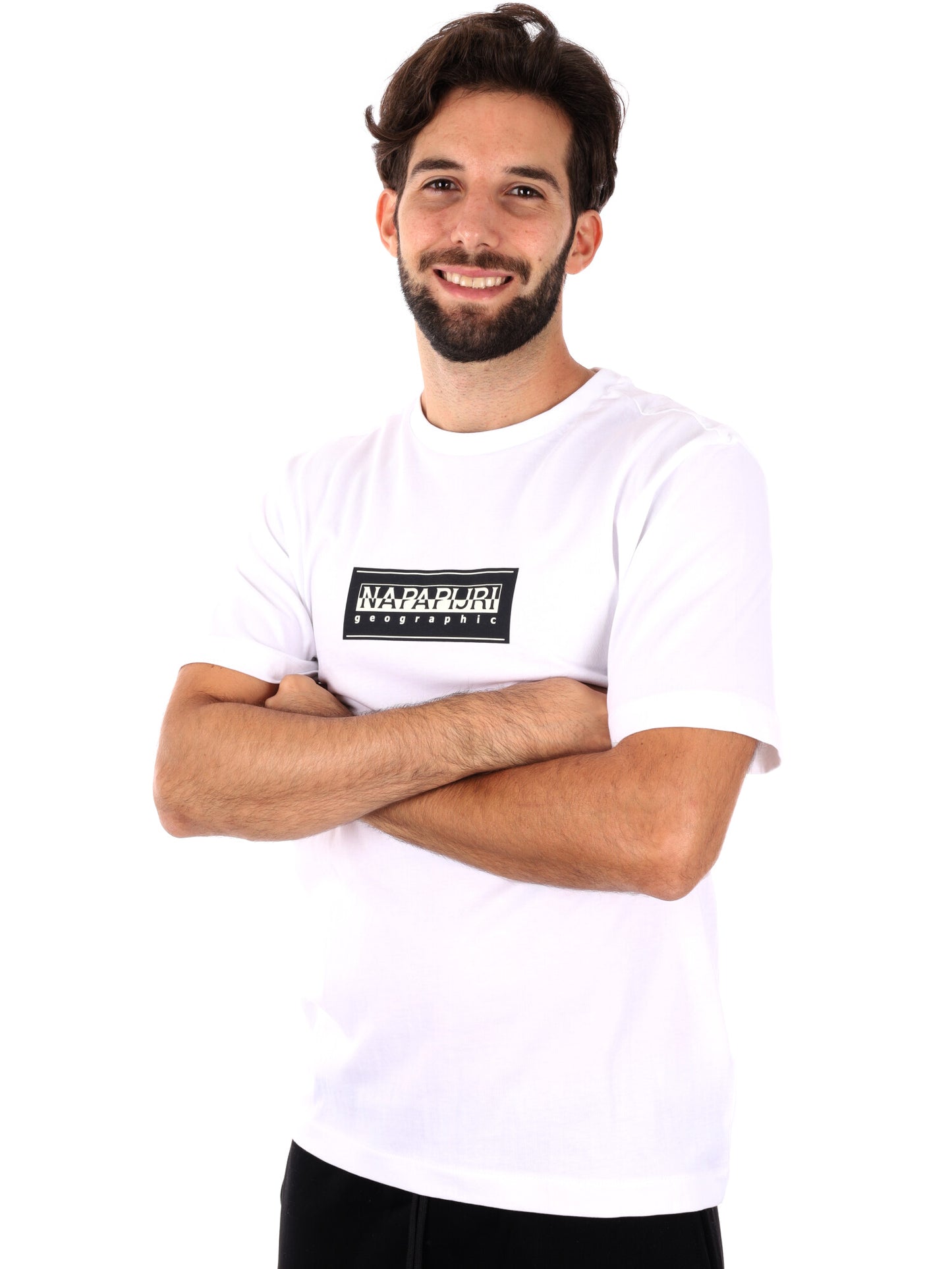 T-SHIRT BOX LOGO NAPAPIJRI DA UOMO BIANCO